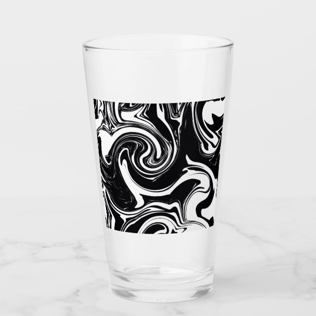 Schwarz-Weiß-Rollen Nassmalerei Glas (Vorderseite)