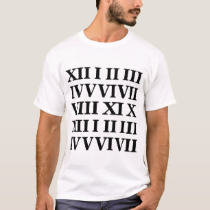 Schwarz-weiß römische Zahlschrift T-Shirt