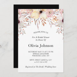 Schwarz-weiß rosa Brautparty Einladung