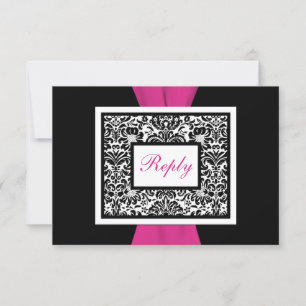 Schwarz, Weiß, rosa Damaskus, DRUCKER RIBBON UAWG RSVP Karte
