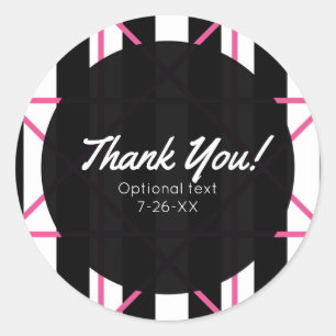 Schwarz Weiß & Rosa Schick Cute Moderne Geometrie Runder Aufkleber