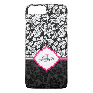 Schwarz Weiß & Rosa Vintage Blumen Damast Case-Mate iPhone Hülle