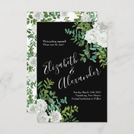 Schwarz-Weiß-Rose-Blumenhochzeit Einladung