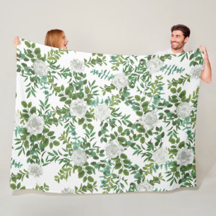 Schwarz-Weiß-Rose-Blumenhochzeit Fleecedecke