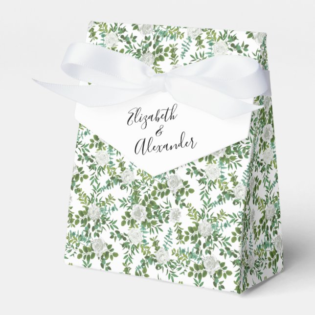 Schwarz-Weiß-Rose-Blumenhochzeit Geschenkschachtel (Vorderseite)