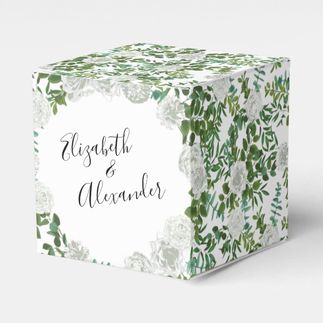 Schwarz-Weiß-Rose-Blumenhochzeit Geschenkschachtel (Vorderseite)