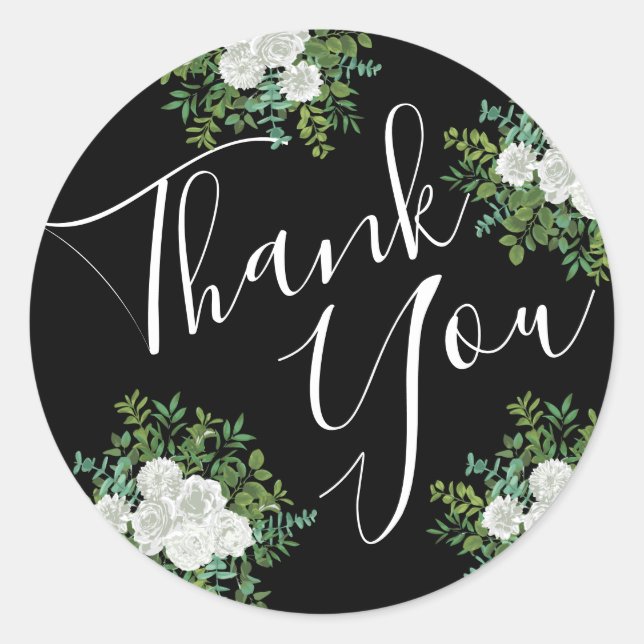 Schwarz-Weiß-Rose-Blumenhochzeit Runder Aufkleber (Vorderseite)