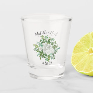 Schwarz-Weiß-Rose-Blumenhochzeit Schnapsglas