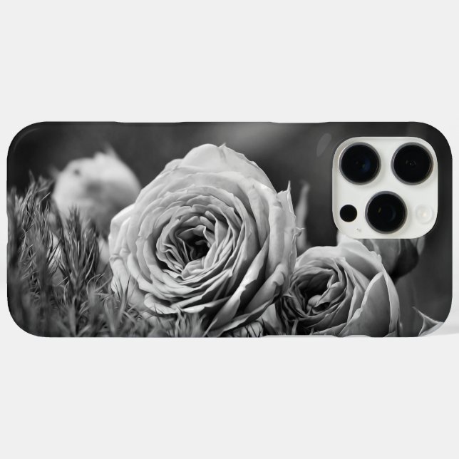 Schwarz-Weiß-Rose Case-Mate iPhone Hülle (Rückseite (Horizontal))