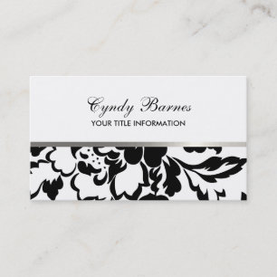 Schwarz-Weiß-Rose-Damaskus-Visitenkarte Visitenkarte