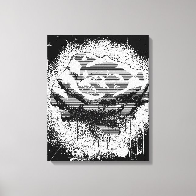 Schwarz-Weiß-Rose-Kunst Leinwanddruck (Vorderseite)