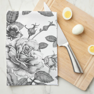Schwarz-Weiß-Rose-Muster Küchentücher