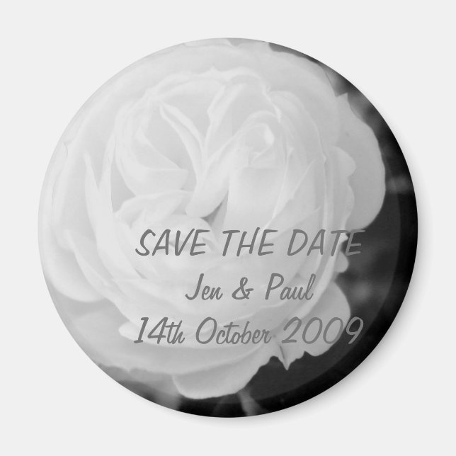 Schwarz-Weiß-Rose - Save the Date Magnet (Vorne)
