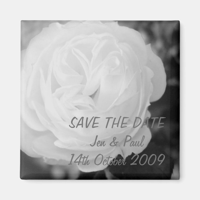 Schwarz-Weiß-Rose - Save the Date Magnet (Vorne)