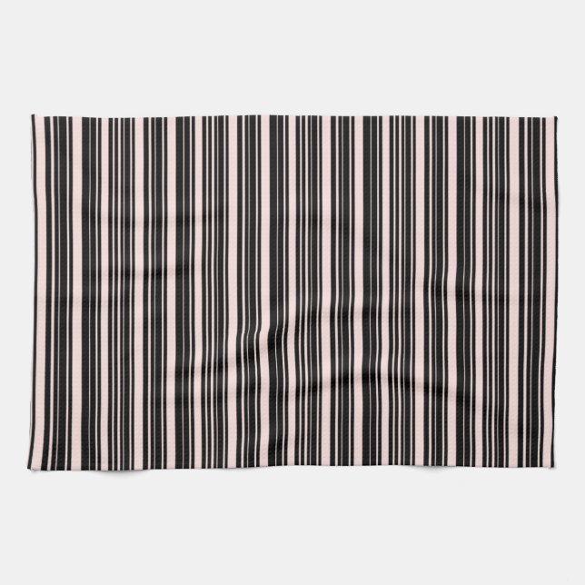 Schwarz-Weiß-Rose Streifen Geschirrtuch (Horizontal)