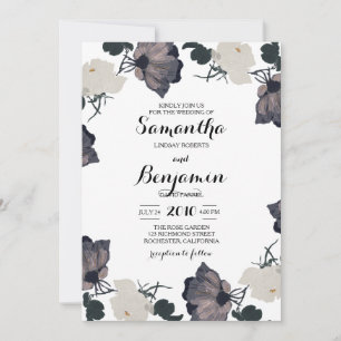 Schwarz-Weiß-Rosen Einladung