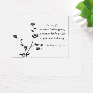 Schwarz-Weiß-Rosen Hochzeitskarte für die Wohltäti