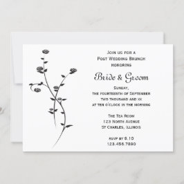 Schwarz-Weiß-Rosen-Post Hochzeitsfeier Einladung