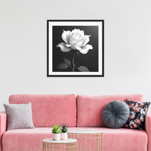 Schwarz-Weiß-Rosen-Wandkunst-Leinwanddruck für Zuh Leinwanddruck