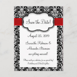 Schwarz/Weiß/Rot-Flachbildschirm Save the Date Ankündigungspostkarte
