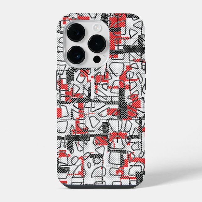 Schwarz Weiß Rot Muster  iPhone Hülle (Rückseite)