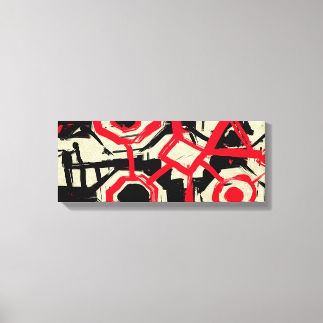 Schwarz-Weiß-Rot-Pinselskizze Leinwanddruck (Vorderseite)