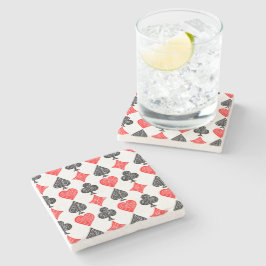 Schwarz/Weiß/Rot Spielkarte Alle Symbole Linoschni Steinuntersetzer