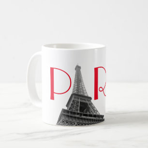 Schwarz & Weiß Rote Eiffelturm Paris Reise Kaffeetasse
