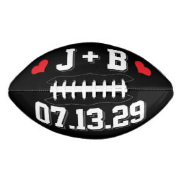 SCHWARZ WEISS & ROTE HERZEN Hochzeitsinitialen und Football