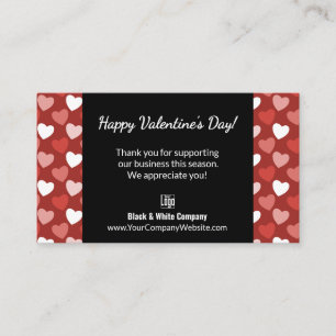 Schwarz Weiß Rote Herzen Valentinstag Danke Visitenkarte