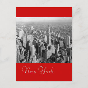 Schwarz-Weiß-rote Vintage-Postkarte von New York C Postkarte