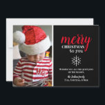 Schwarz, Weiß, Rotes Collage Schneeflocken Foto Feiertagskarte<br><div class="desc">Eine einfache,  elegante Fotokarte für den Urlaub. Nutzen Sie Ihre Lieblingsfotos aus der Saison,  um Ihre Urlaubskarte besonders zu machen! Alles ist anpassbar - gewollt,  um die Schriftart oder Farben zu ändern? Klicken Sie einfach auf weitere Einstellungen für weitere Optionen!</div>