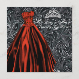 Schwarz Weiß Rotes Kleid Schwarz Rote Quinceanera Einladung