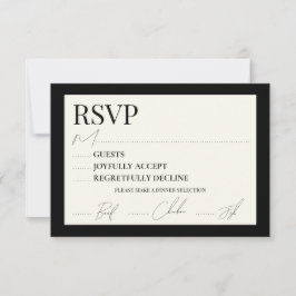 Schwarz-Weiß-RSVP-Karte 3,5 x 5 x 5 RSVP Karte