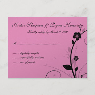 Schwarz-Weiß-RSVP-Karte Blumenwall Rosa Silber RSVP Karte
