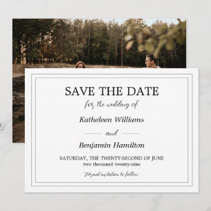 Schwarz-Weiß-Rückenfoto Formelle Hochzeit Save The Date
