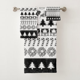 Schwarz/Weiß rudert Badhandtuch Set