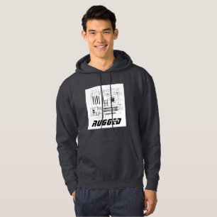 Schwarz-Weiß-RUGGED-GEEK-Hauptplatine Tech Hoodie
