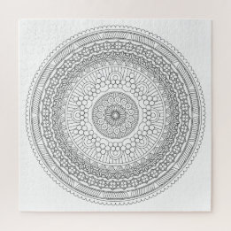 Schwarz & Weiß Runde Mandala v3 Coloring Puzzle