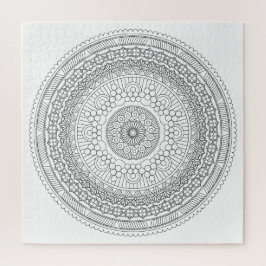 Schwarz & Weiß Runde Mandala v3 Coloring Puzzle