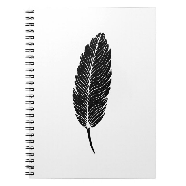 Schwarz-Weiß-Rustikal-Feather-Linocut Notizblock (Vorderseite)