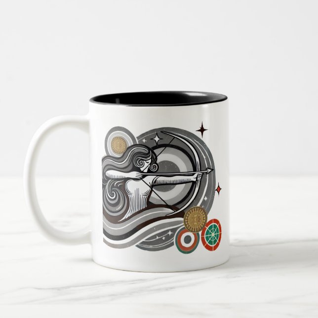 Schwarz-Weiß-Sagittarius Zodiac-Tasse Zweifarbige Tasse (Links)