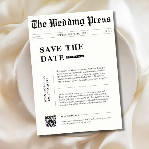 Schwarz-weiß sagte sie Ja Zeitung Hochzeit Save The Date