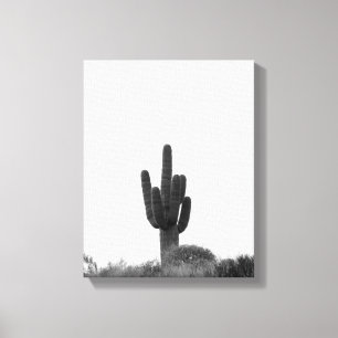 Schwarz-Weiß-Saguaro-Kaktus auf Hügelspitze 11x14 Leinwanddruck