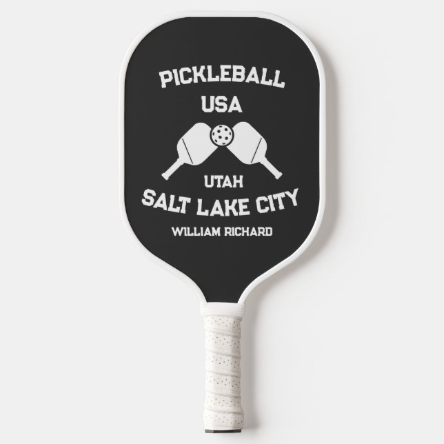 Schwarz-Weiß-Salzsee Utah Custom Pickleball Schläger (Vorderseite)