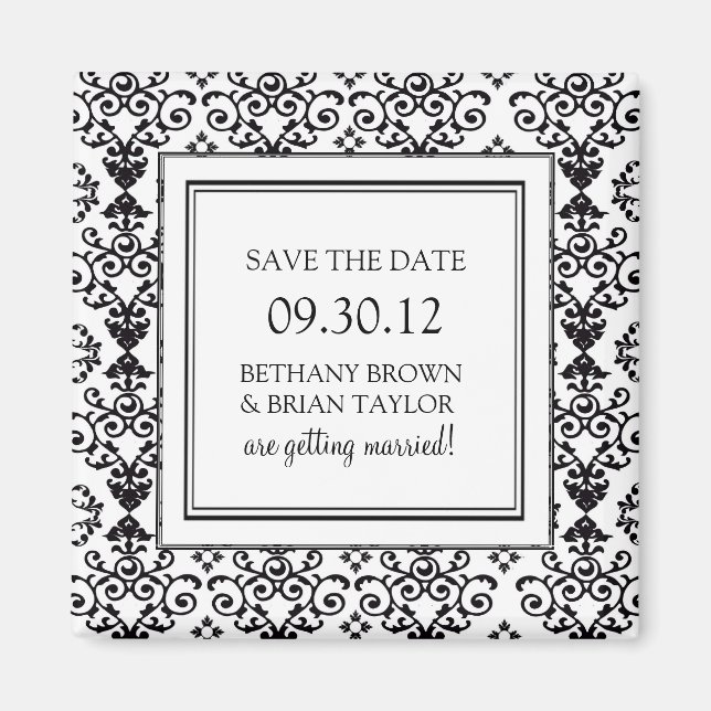 Schwarz/Weiß-Sammlung Speichern des Datumsfelds Magnet (Vorne)