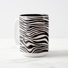 Schwarz-Weiß-Sand-Zebra-Print Zweifarbige Tasse