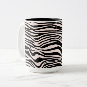 Schwarz-Weiß-Sand-Zebra-Print Zweifarbige Tasse