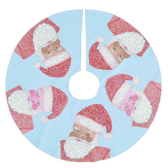 Schwarz-Weiß-Santas-Weihnachtsrock Polyester Weihnachtsbaumdecke (Vorderseite)
