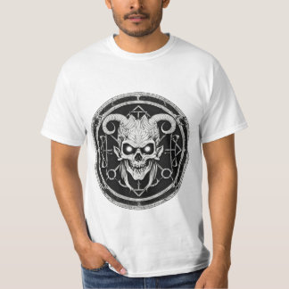 Schwarz-Weiß-Satan-Grafik-T-Shirt T-Shirt